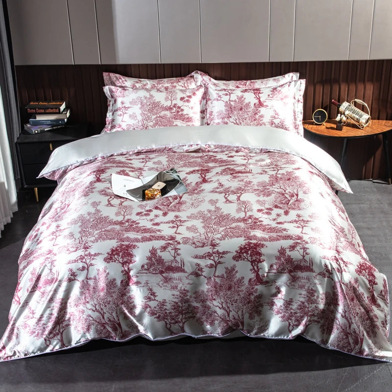 Drap en soie de mûrier motif chic et respirant rouge