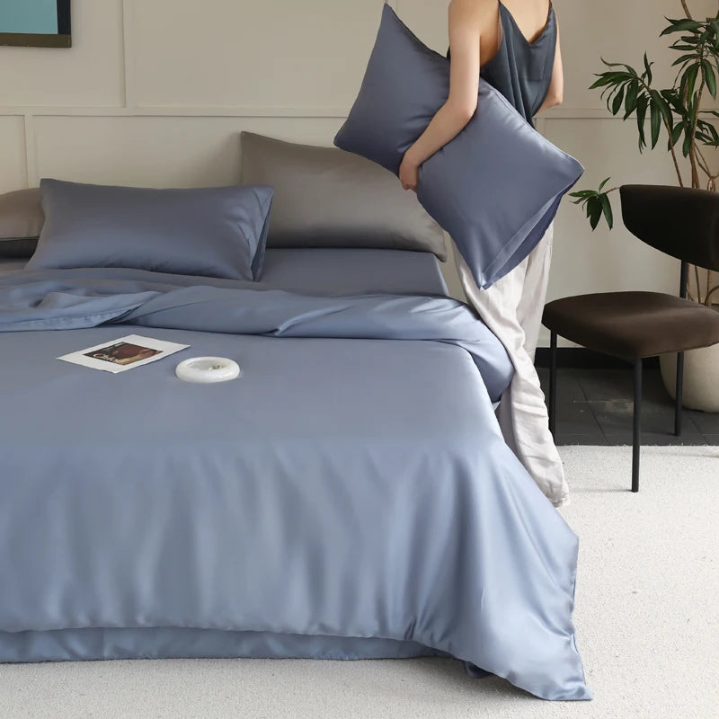 Drap en soie de mûrier naturelle respirante bleu