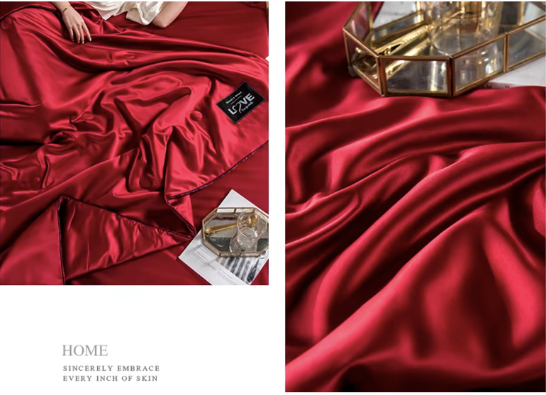 Duvet en soie de mûrier pour literie maison haut de gamme rouge 