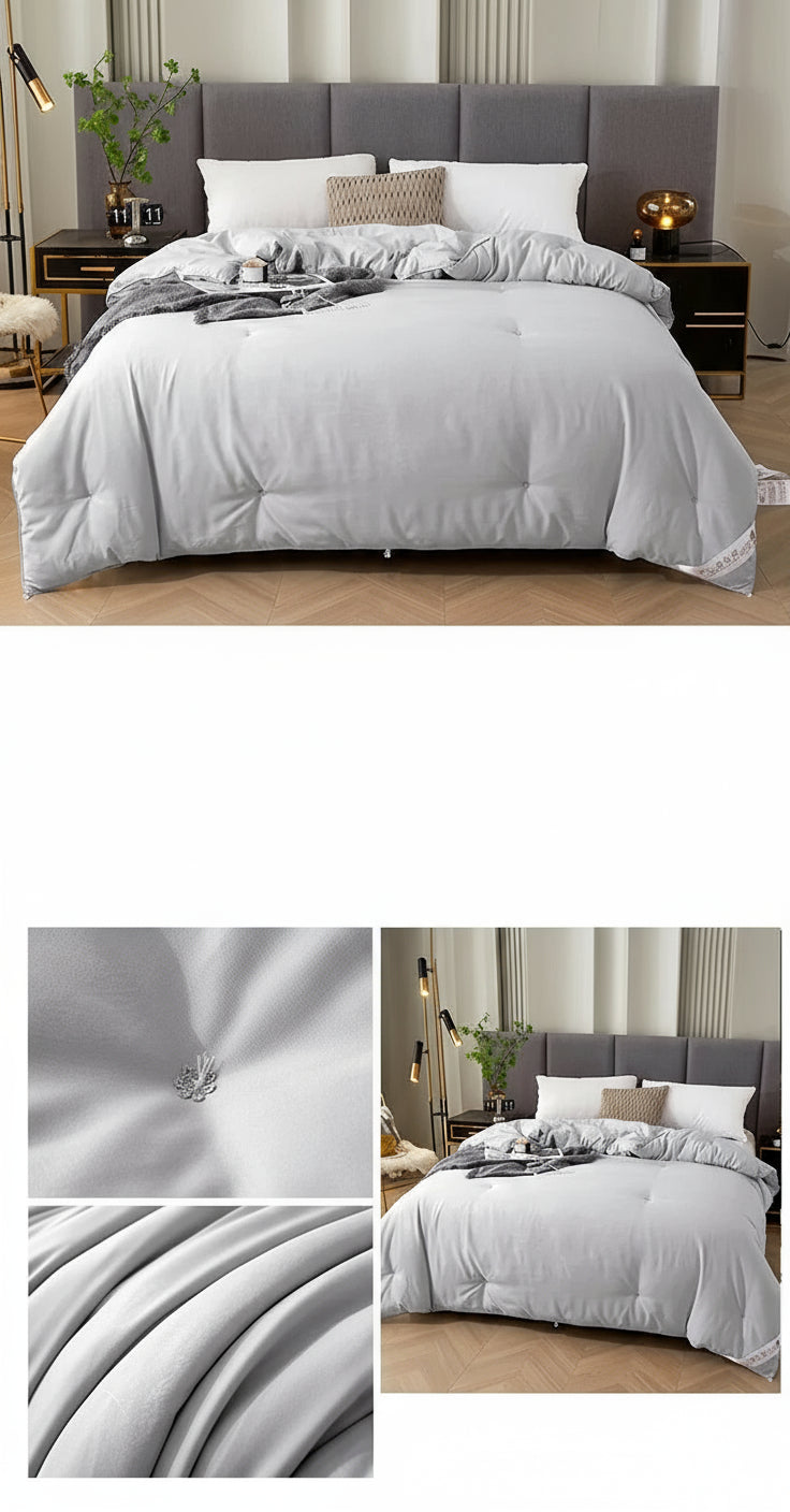 Quilt soie Tussah pour literie maison haut de gamme gris