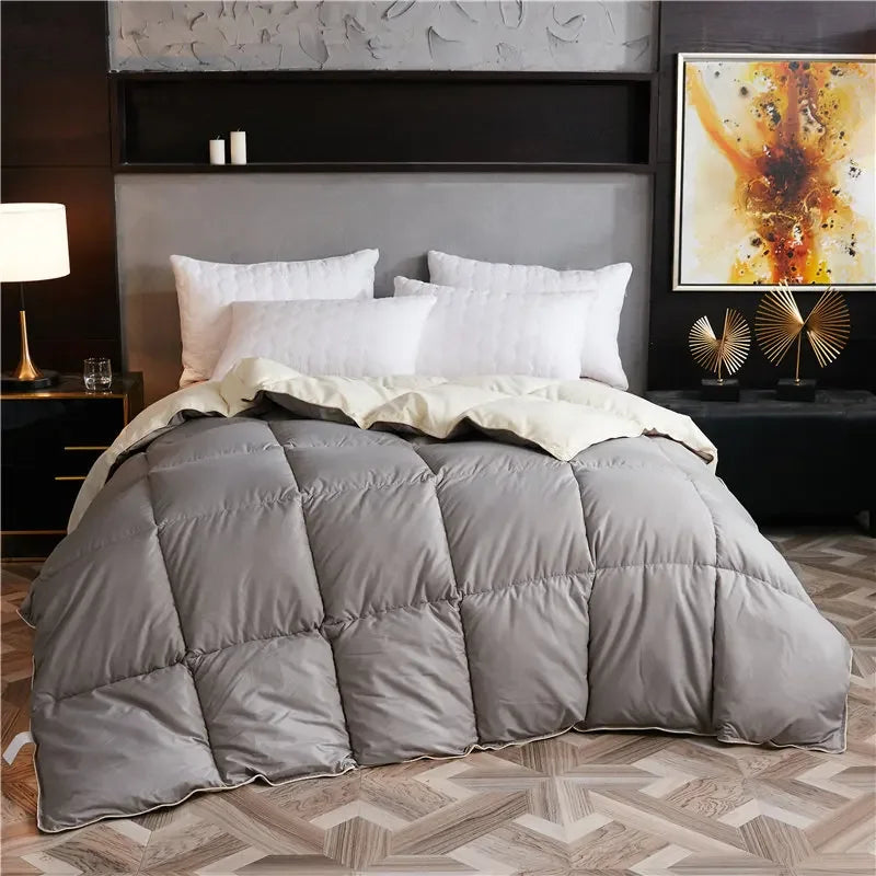Duvet en plumes d’oie 95 % Super King – lit haut de gamme gris