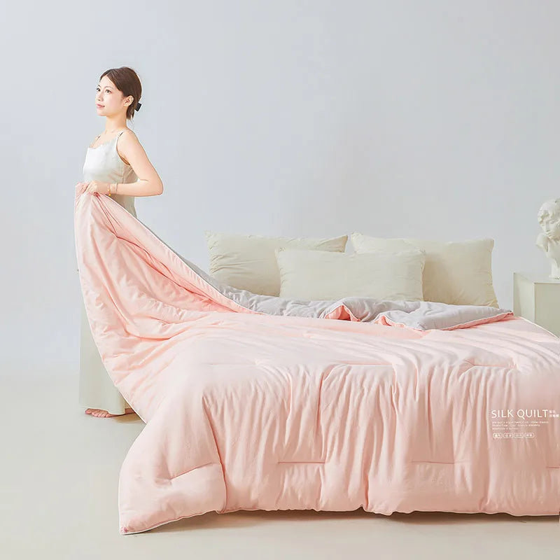 Couette en soie de mûrier pour sommeil sain et respirant rose
