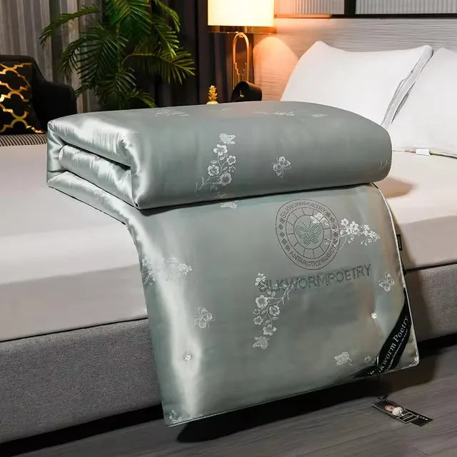 Duvet en soie de mûrier épais pour hiver doux et chaud gris 