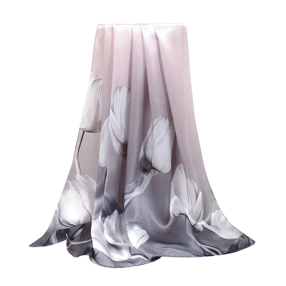 Écharpe en soie foulard cheveux beige