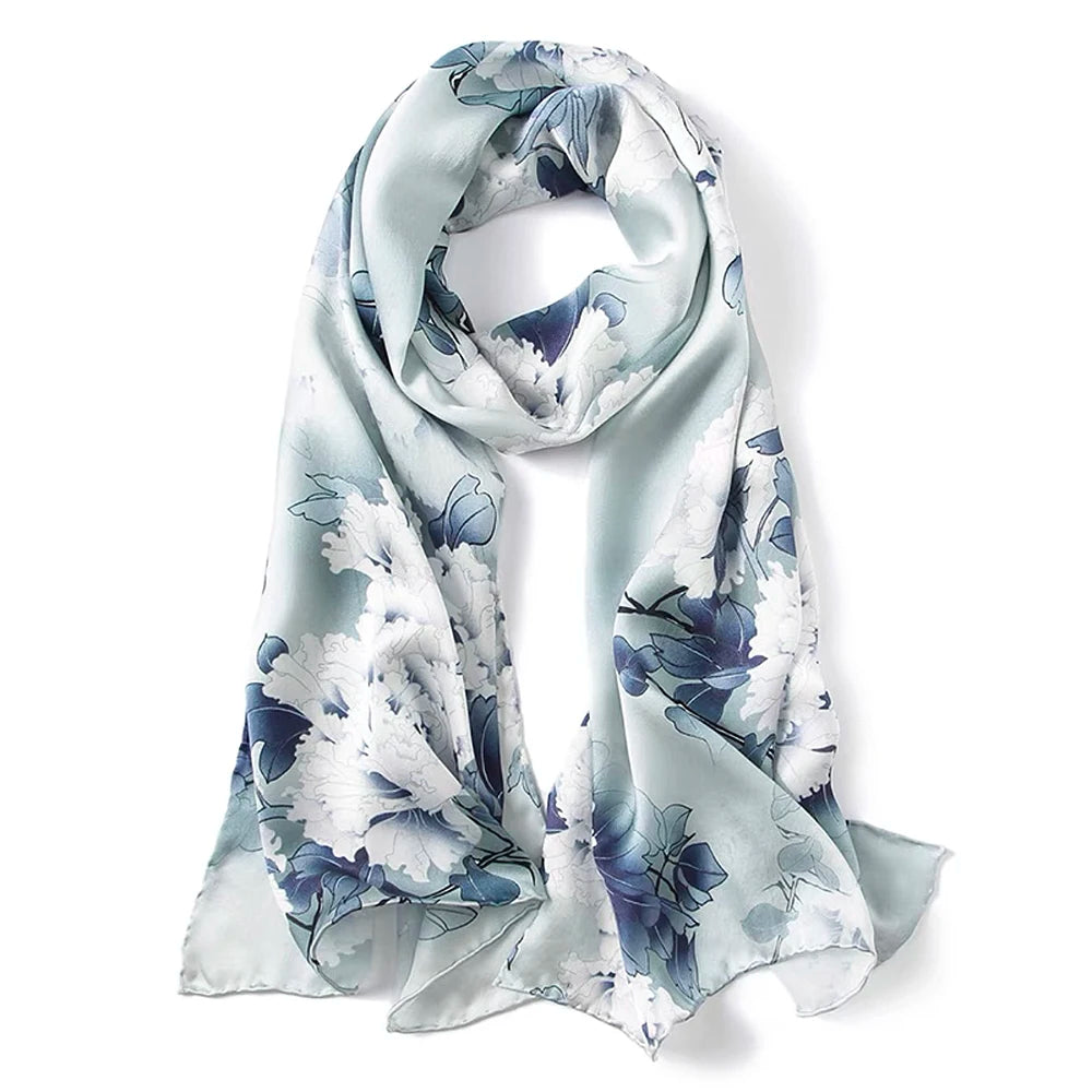 Écharpe en soie de mûrier – idée cadeau femme bleu