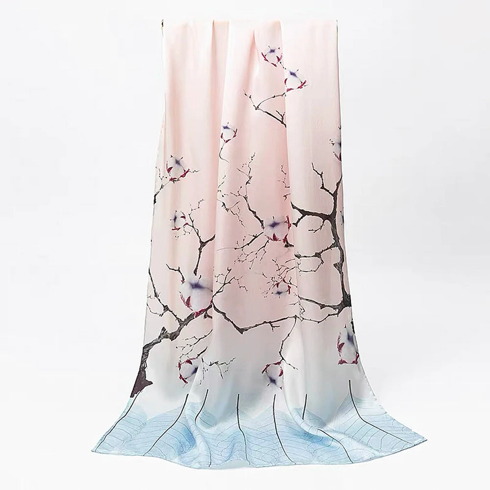 Écharpe en soie emballée élégamment rose 