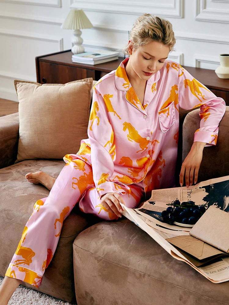 Ensemble pyjama soie femme haut et pantalon