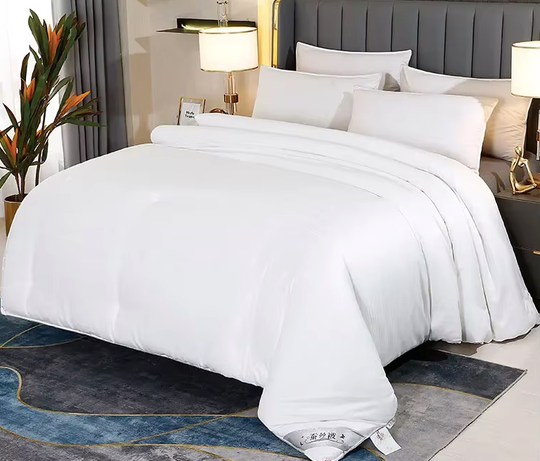 Finitions premium de la couette en soie naturelle BLANC