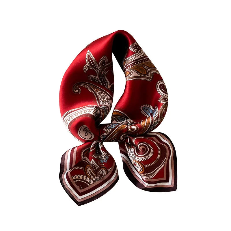 Carré de soie de luxe motif plaid rouge