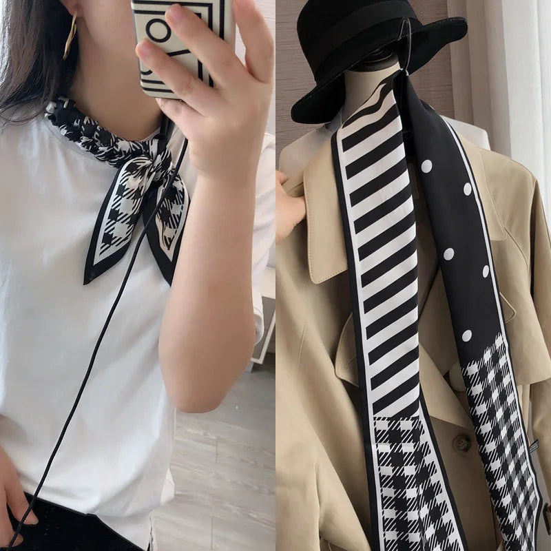 Foulard en soie accessoire beauté Gamme Noir et blanc