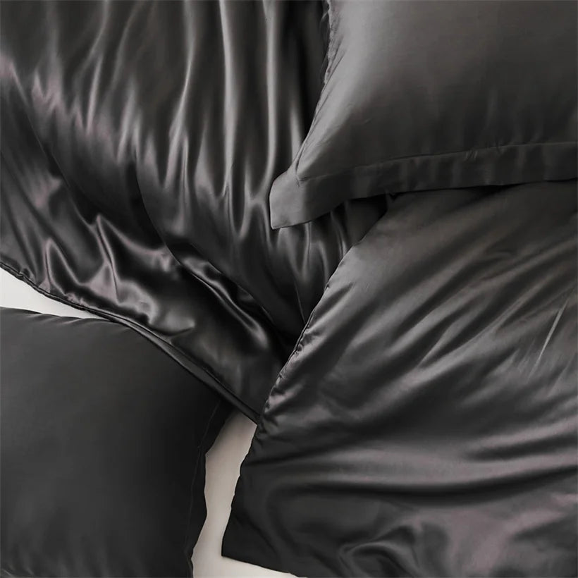 Housse de couette en soie luxe noir