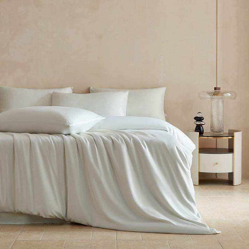 Housse de couette en soie luxe blanc