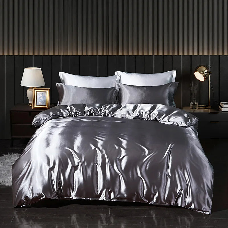 Housse de couette en soie de mûrier naturelle gris 