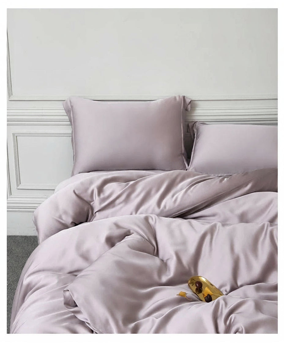 Housse de couette en soie de mûrier naturelle rose 
