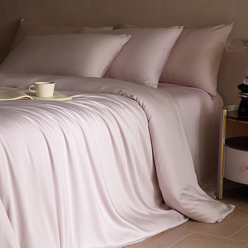 Housse de couette en soie de mûrier 100 % naturelle rose