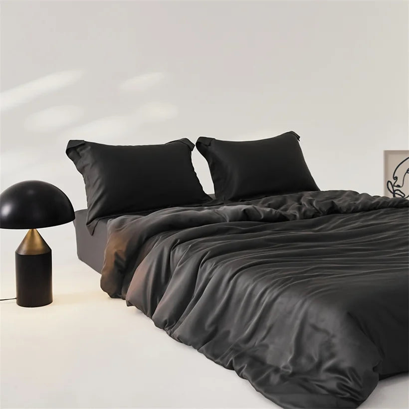 Housse de couette en soie de mûrier naturelle noir