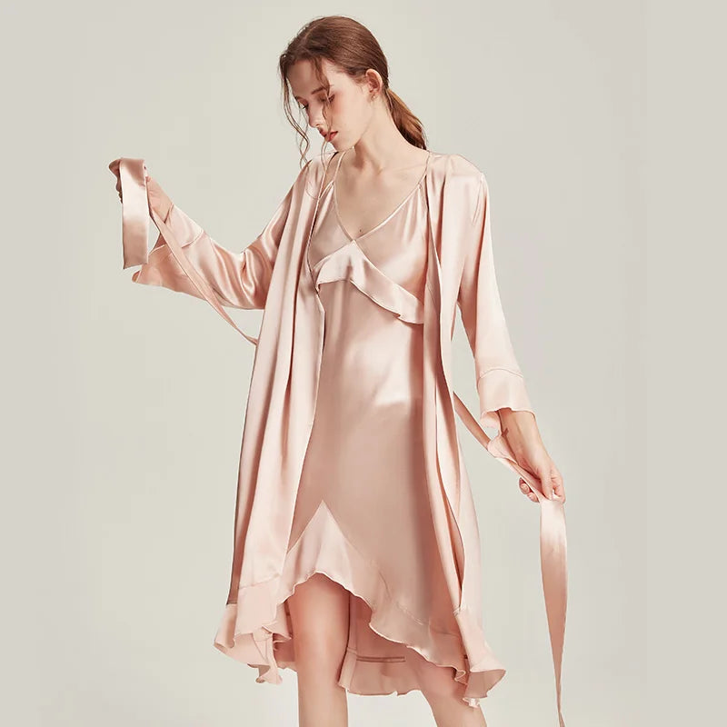 Kimono et nuisette femme en soie naturelle