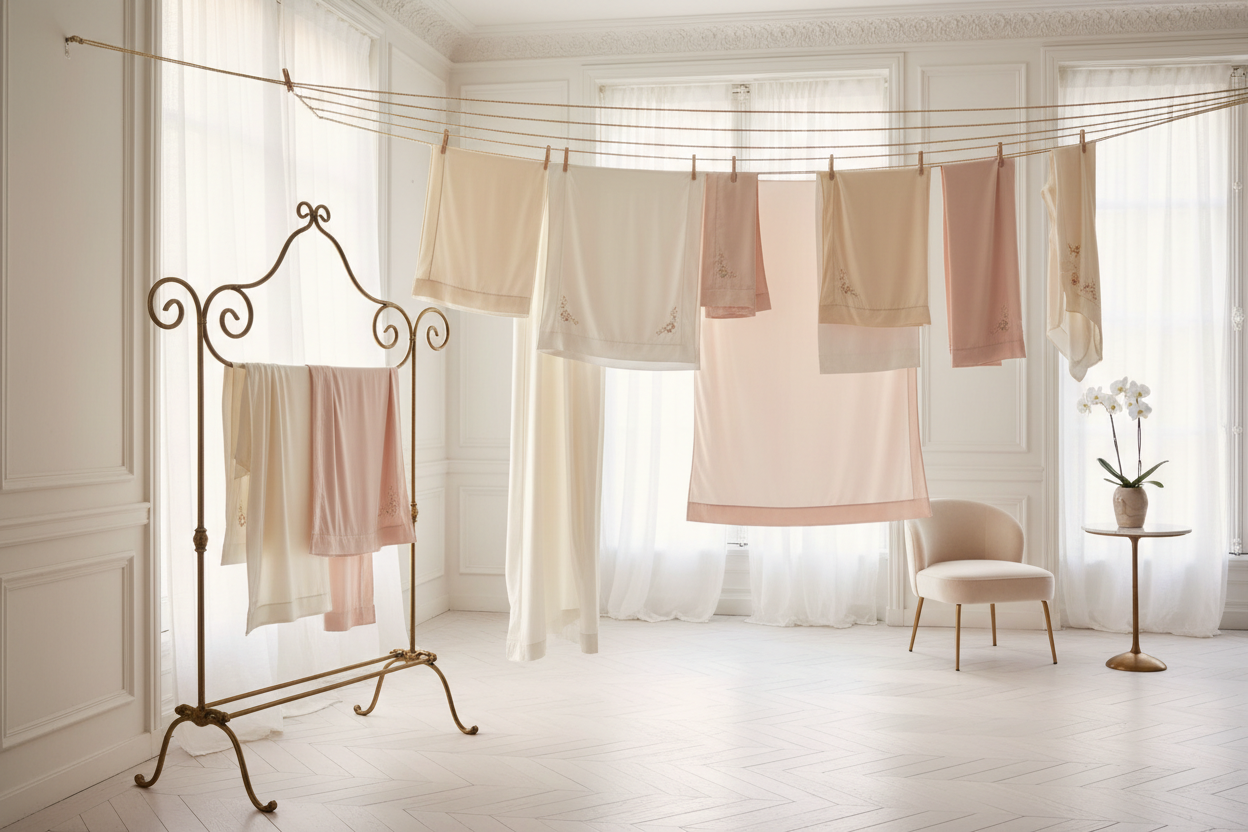 Linge en soie qui sèche 