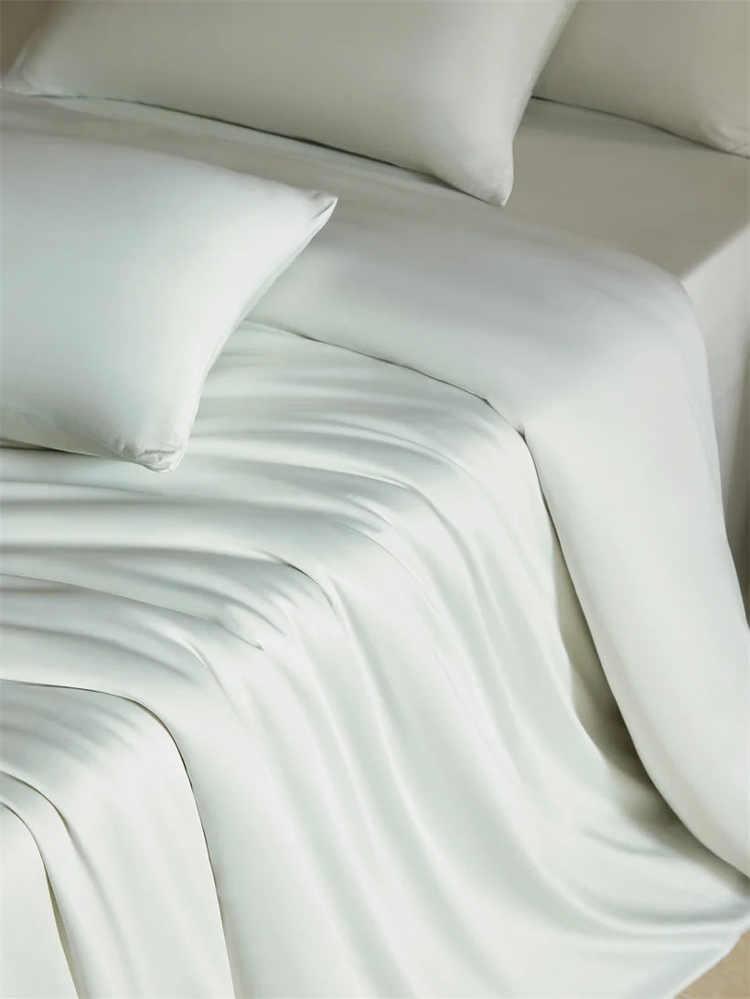 Parure de lit en soie lit king blanc