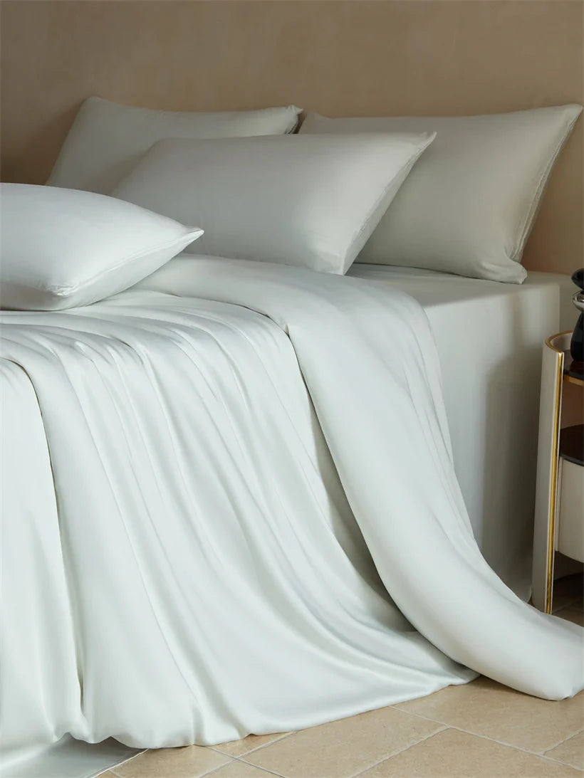 Parure de lit en soie lit queen blanc