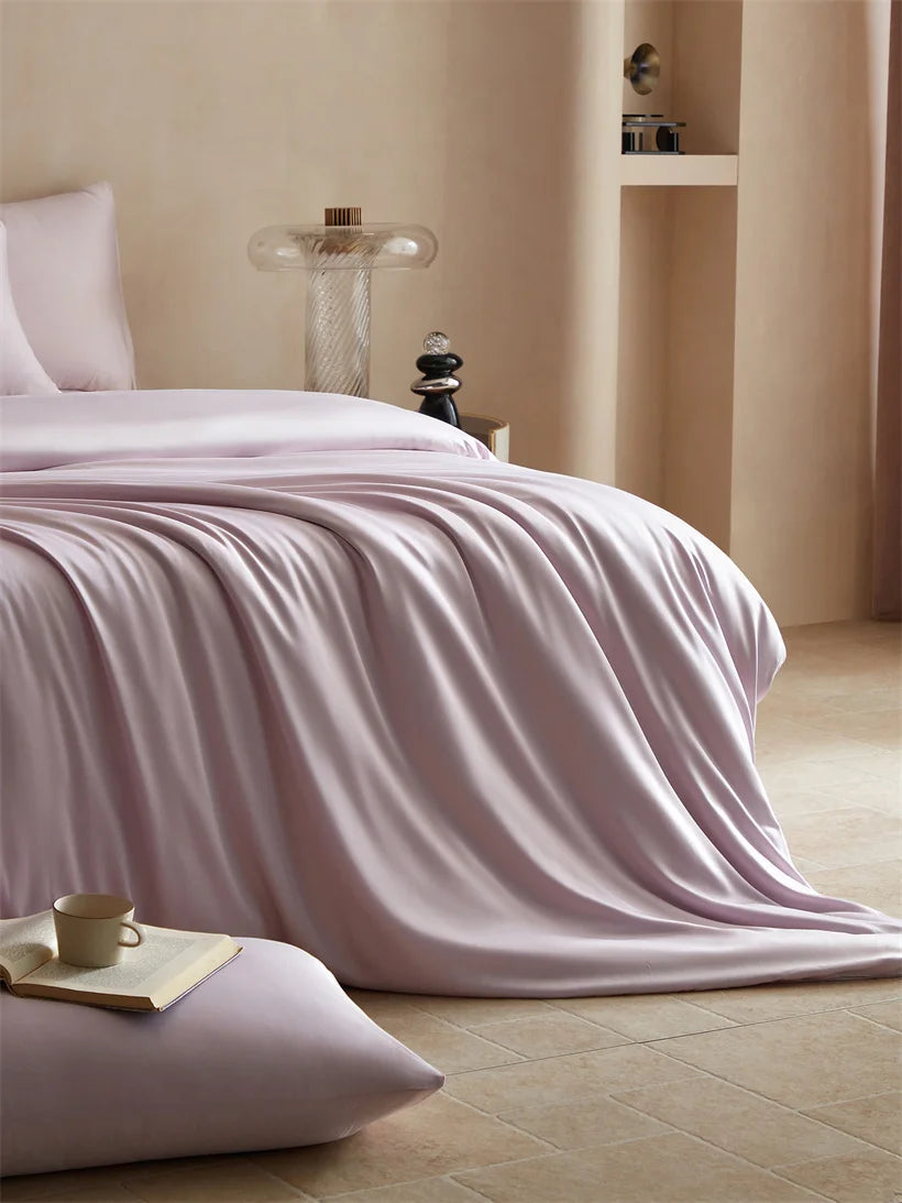 Literie en soie naturelle haut de gamme pour sommeil profond rose
