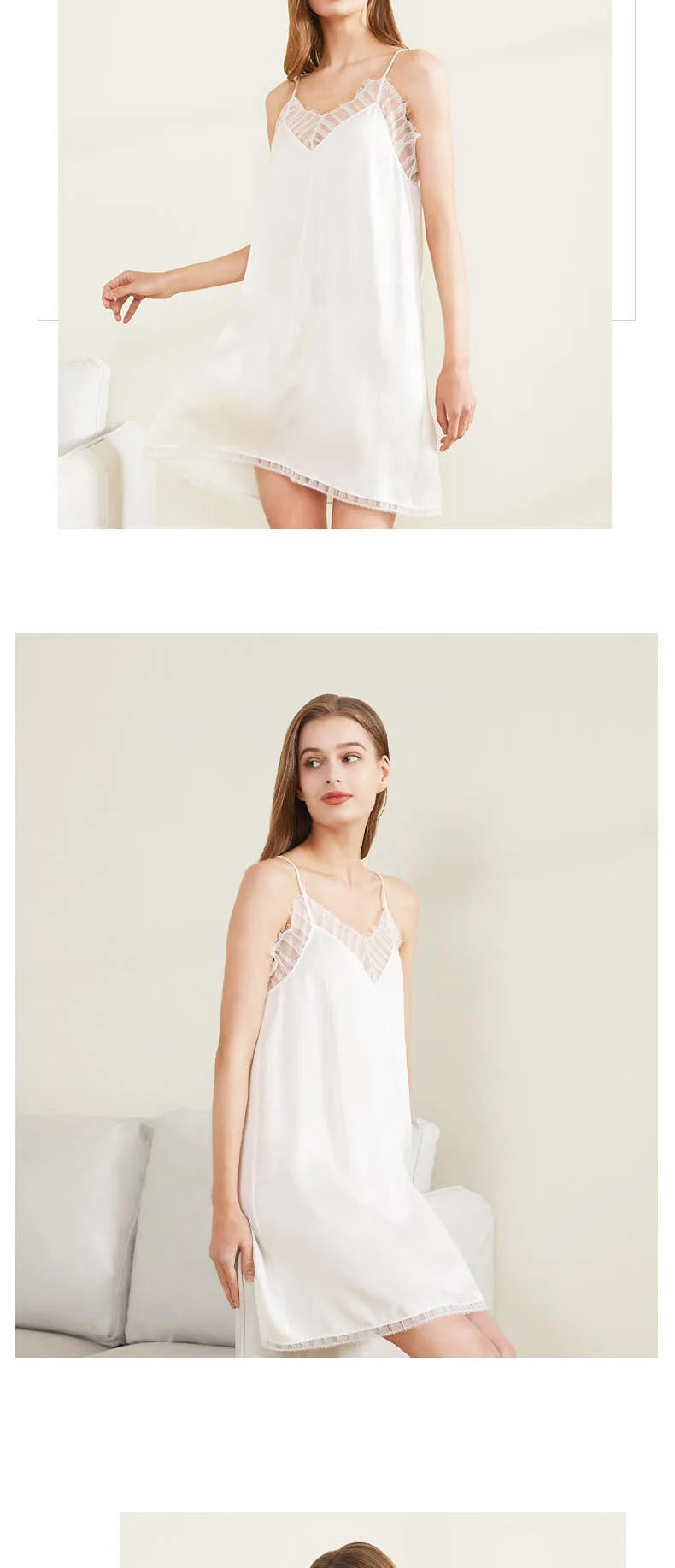 Nuisette soie femme décolleté V sexy