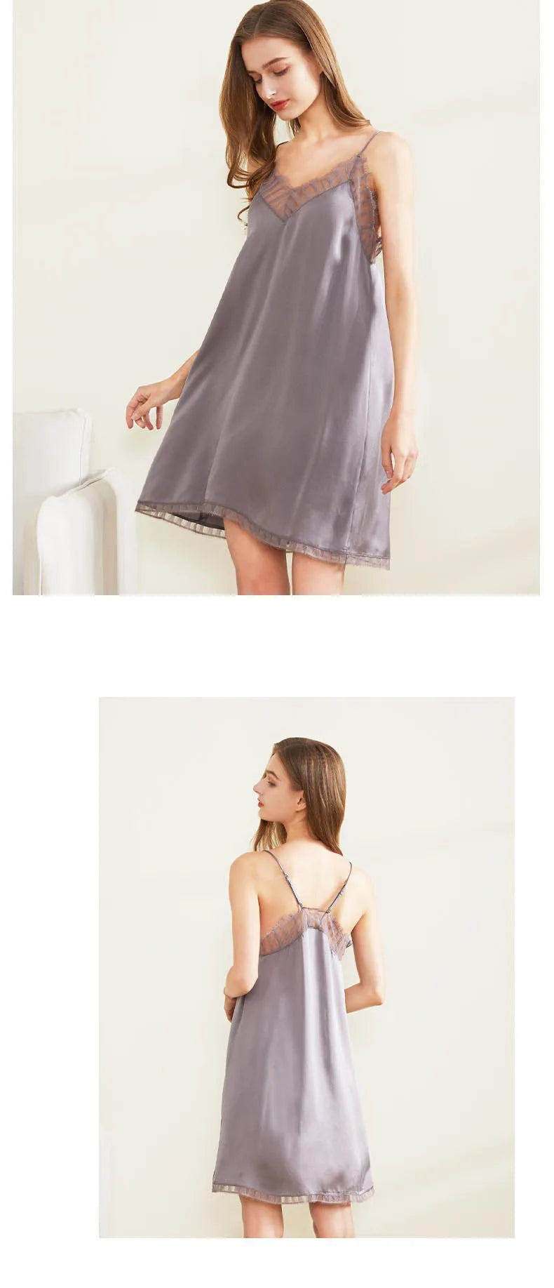 Nuisette femme dentelle et style français chic violet