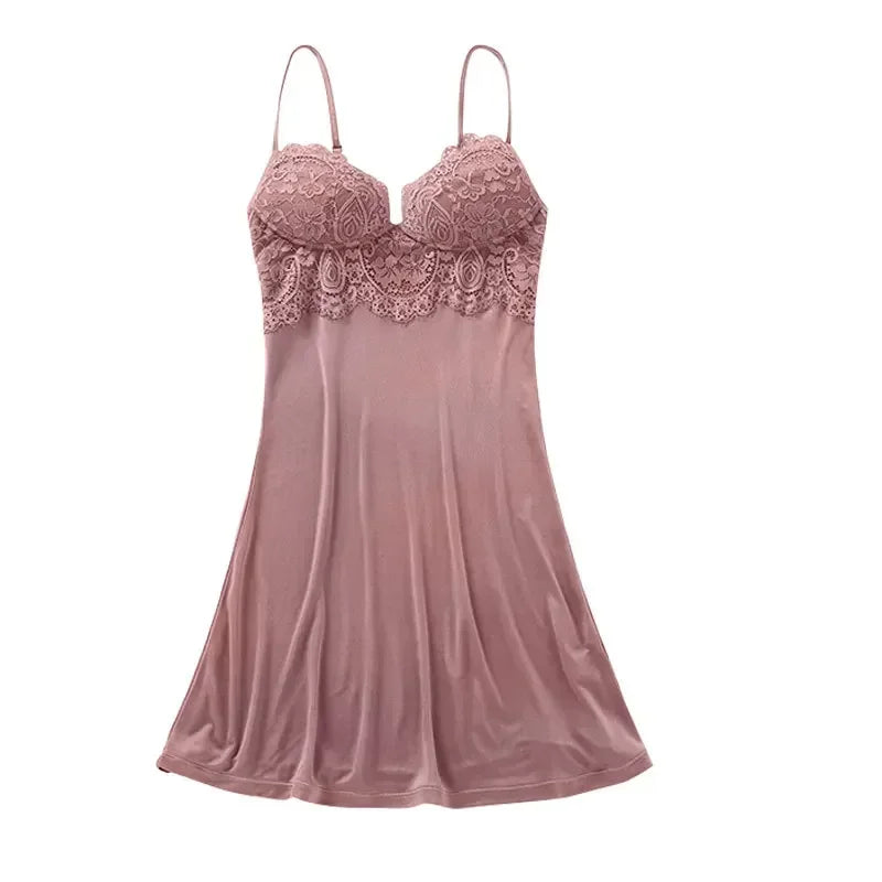 Nuisette femme légère soie pour nuits chaudes rose