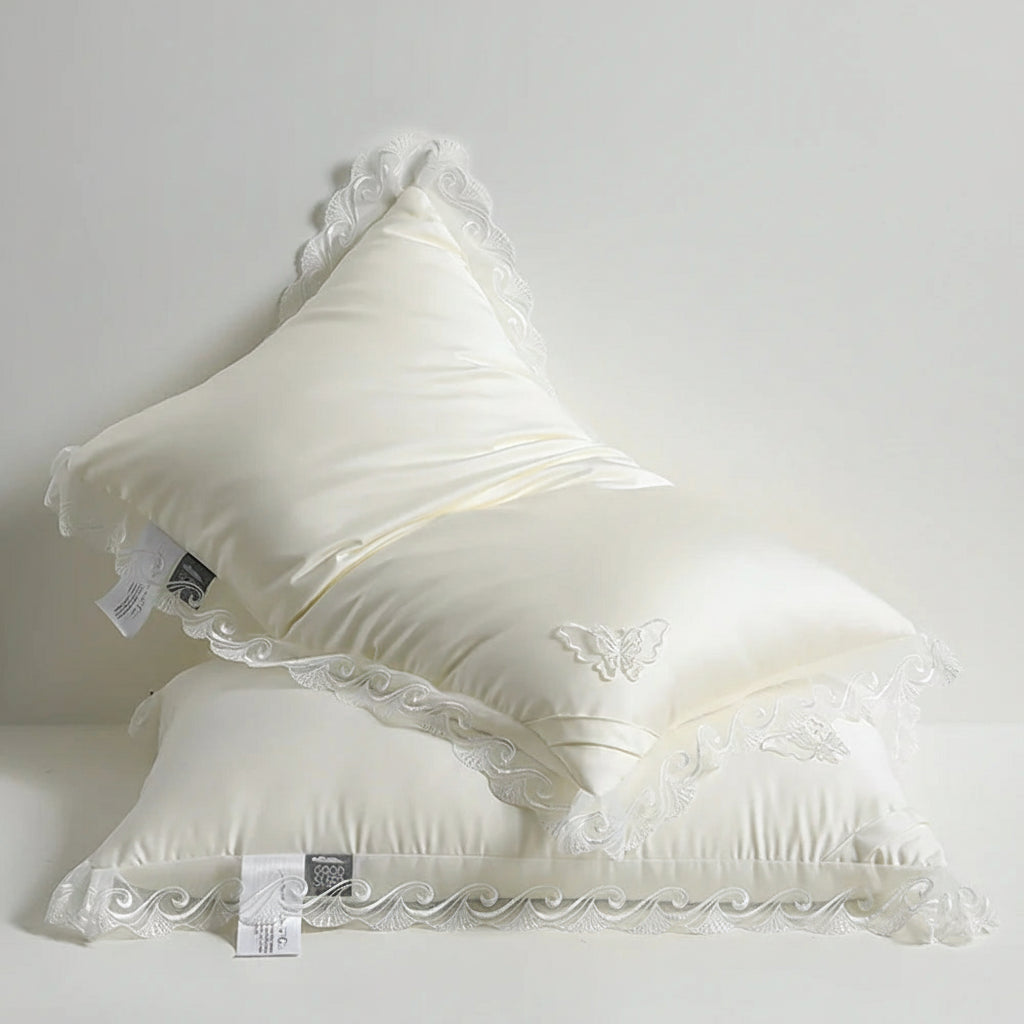 Oreiller en soie naturelle 100 % de mûrier – design 3D Box BLANC