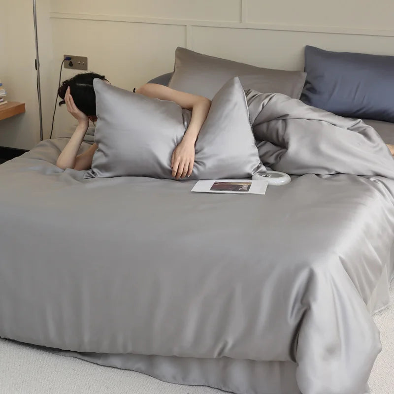 Housse de couette en soie naturelle – confort respirant gris