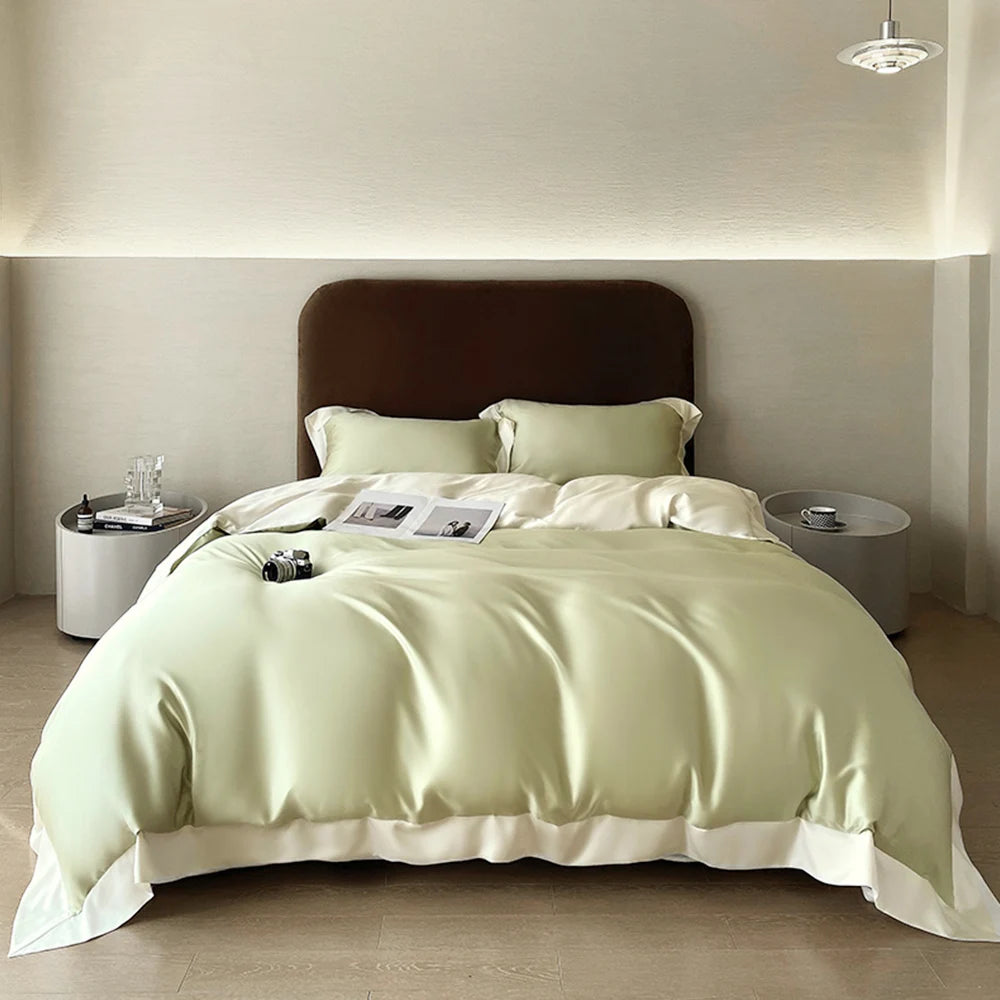 Ensemble de lit luxe pour lit King VERT ET BLANC 
