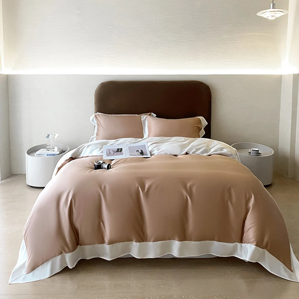 Ensemble complet pour chambre chic et raffinée MARRON ET BLANC 
