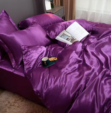 violet Taies d’oreiller assorties en soie douce et respirante