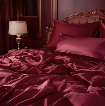 Taies d’oreiller assorties en soie douce et respirante BORDEAU