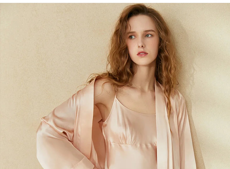 Homewear soie pour femme beige