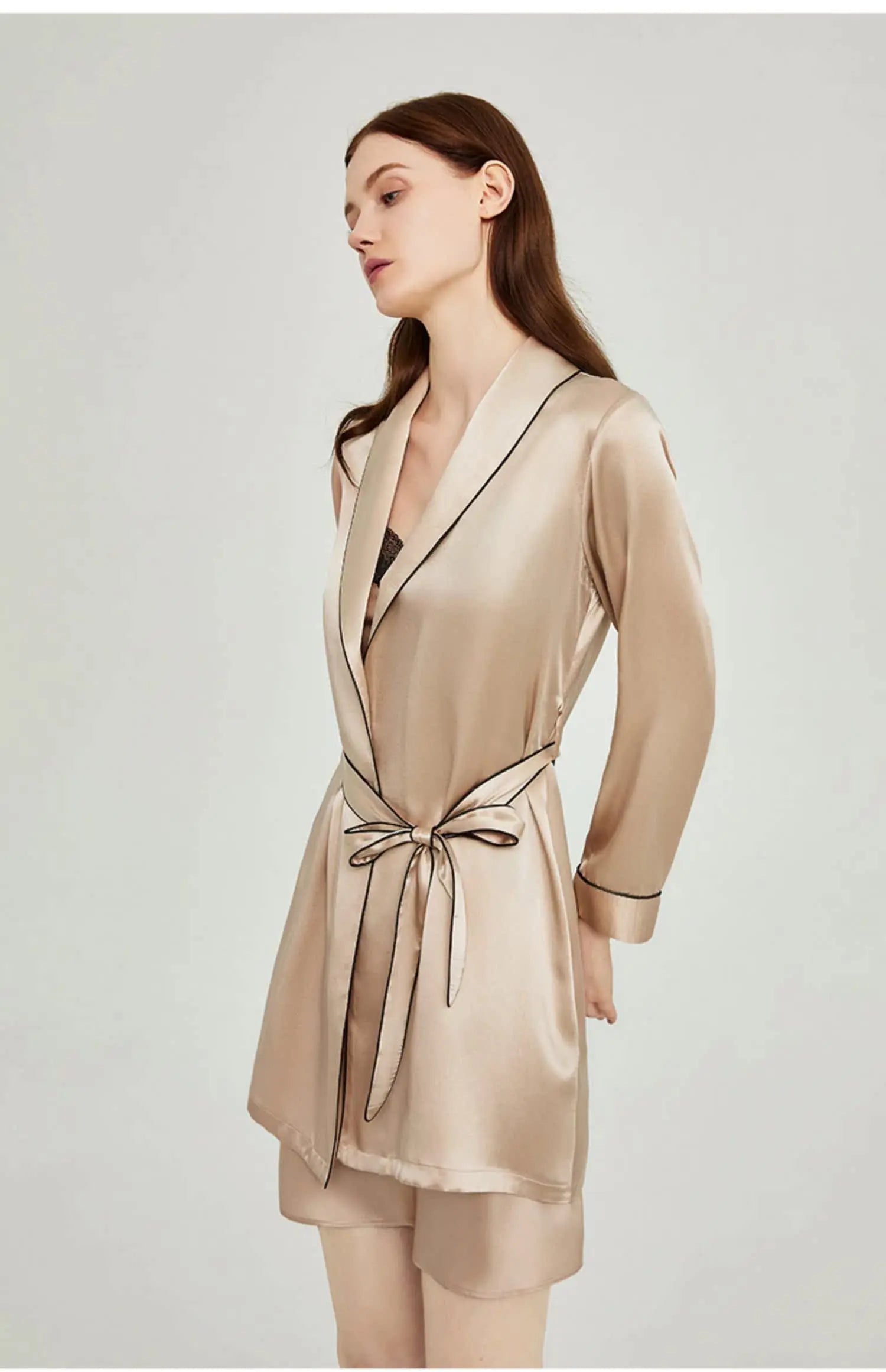 Soie Mulberry robe longue – nuit et cérémonies beige