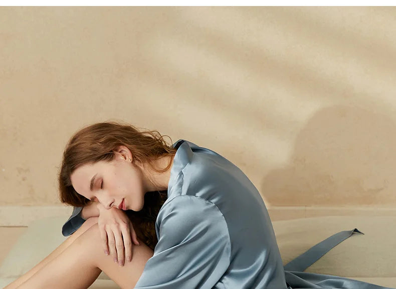 robe kimono soyeuse bleu