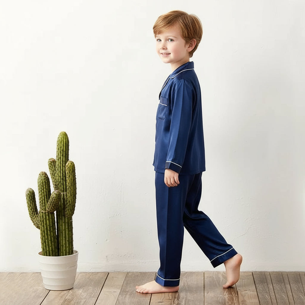 Ensemble pyjama enfant soie naturelle manches longues