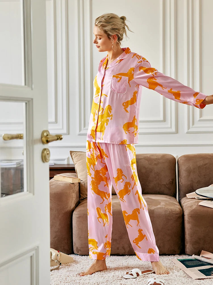 Pyjama femme en soie naturelle manches longues