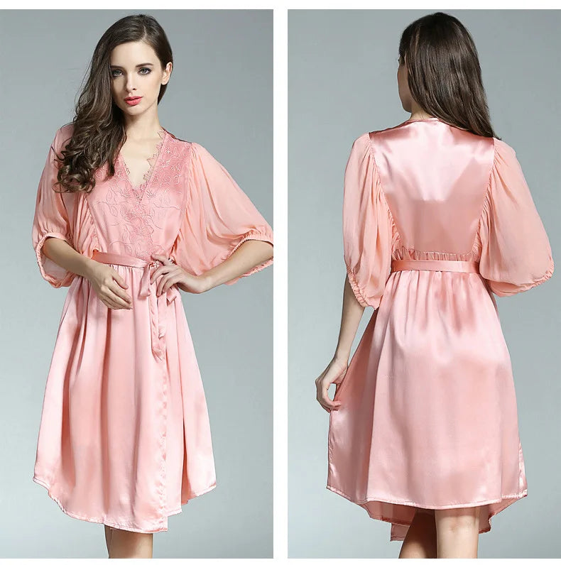 Ensemble nuit chic en soie Mulberry, confort et style ROSE PALE 