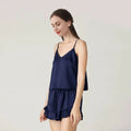 Pyjama Femme en Soie – Top & Shorts Volants avec Taille Élastique