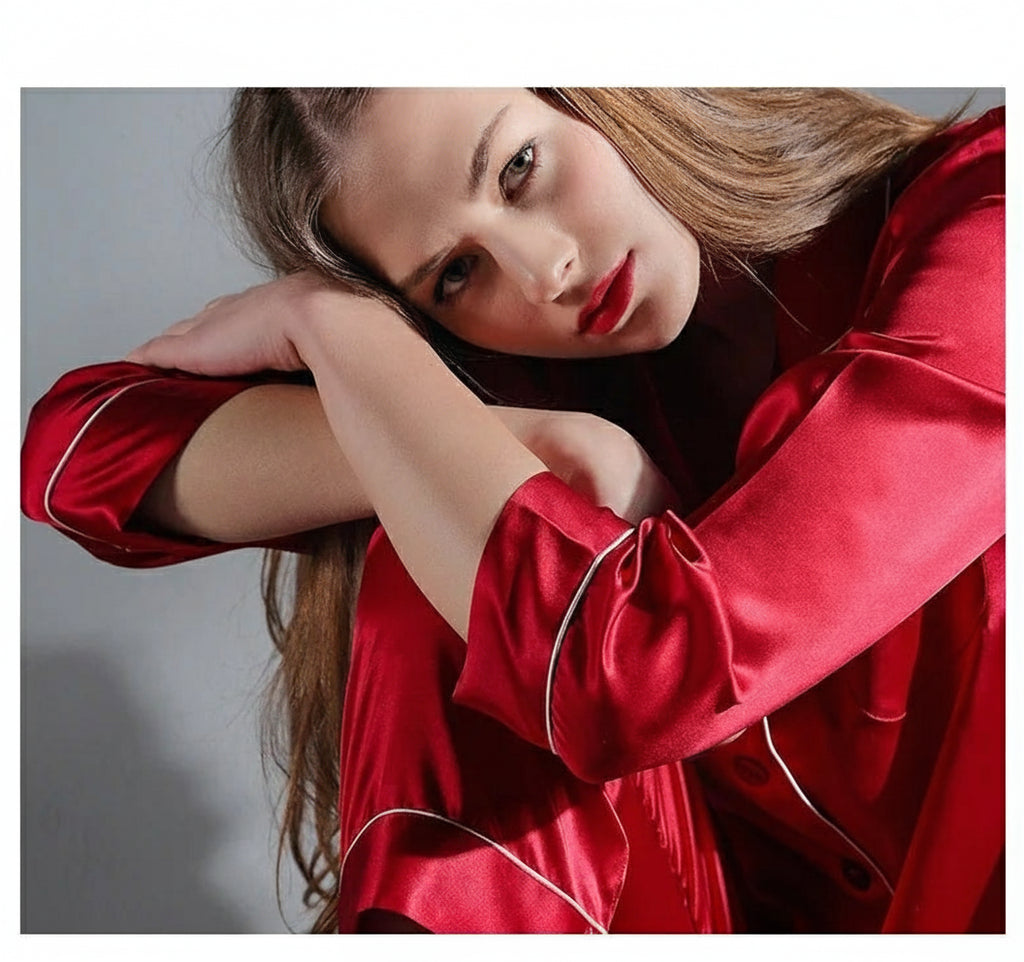 Pyjama femme en soie Mulberry manches longues ensemble deux pièces