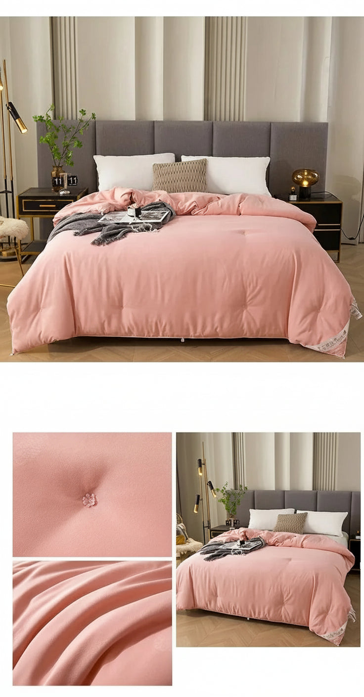 Couette respirante en soie Tussah pour confort toute nuit rose