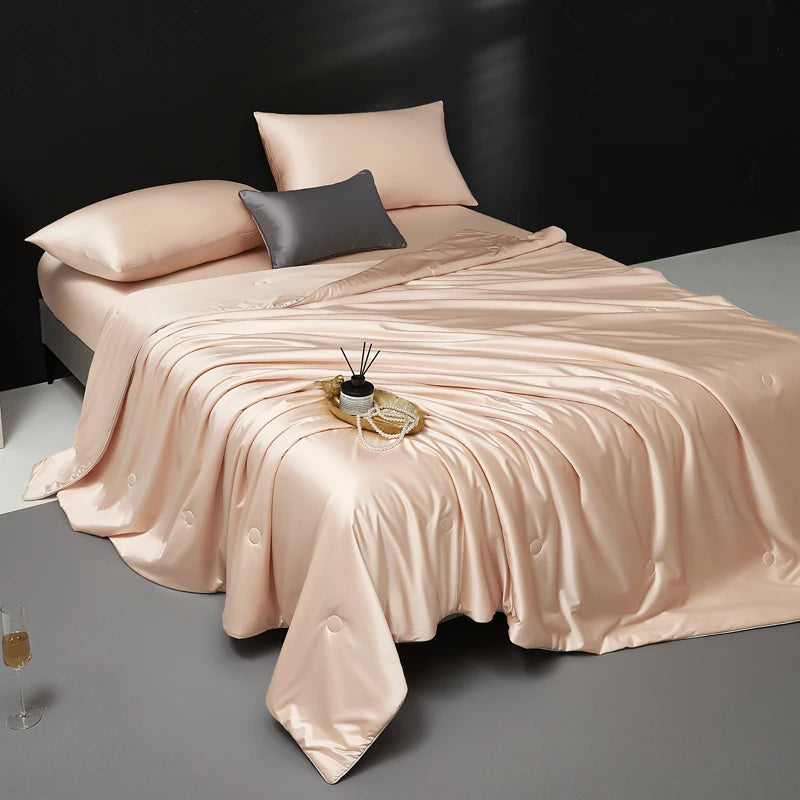 Nuit confort avec duvet en soie de mûrier peche