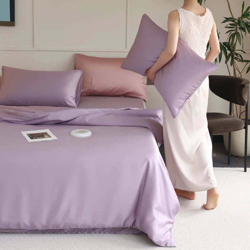 Taie d’oreiller en soie naturelle respectueuse de la peau violet