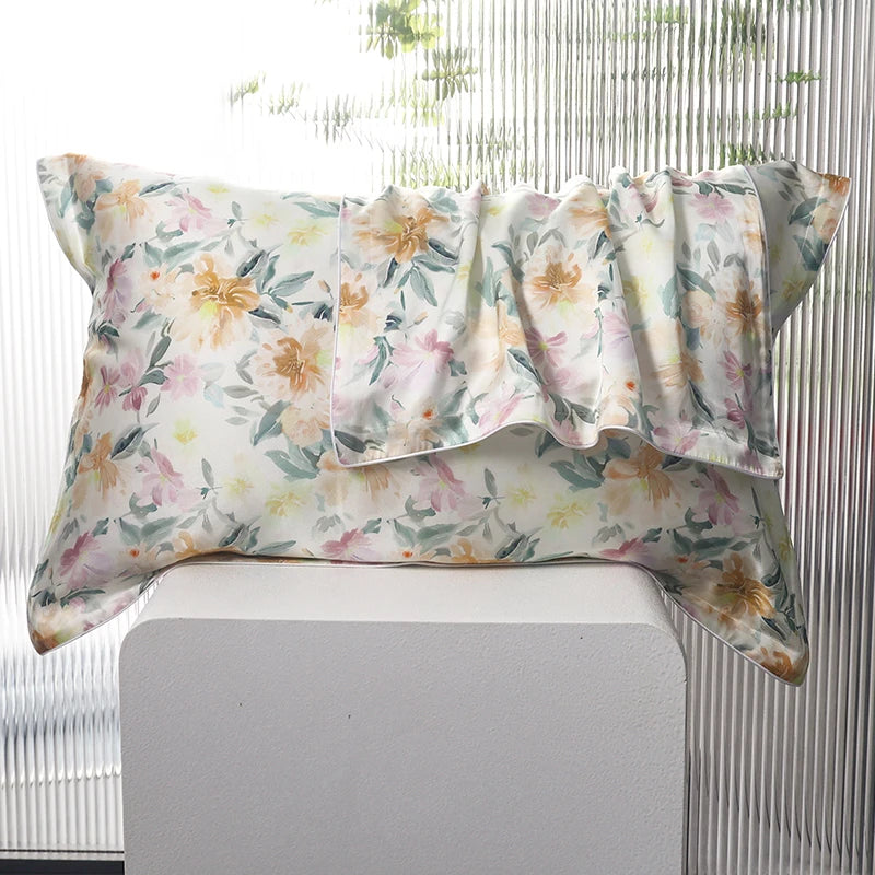 Taies d’oreiller en soie Essence et soie Hypoallergénique eoko tex motif florale 