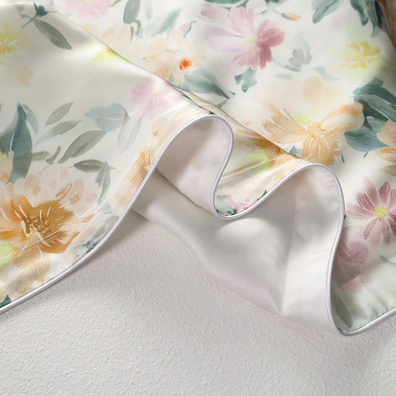 Taie d’oreiller en soie Essence et soie Motif floral, coloré, brillant, doux, cadeau, parfait pour femmes