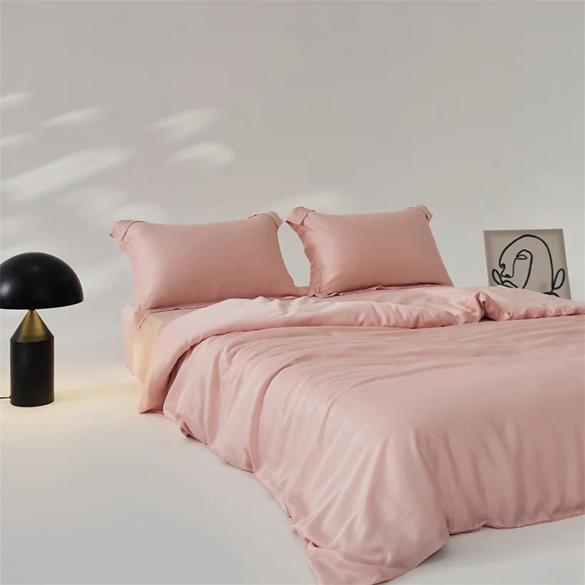 Housse de couette en soie luxe rose