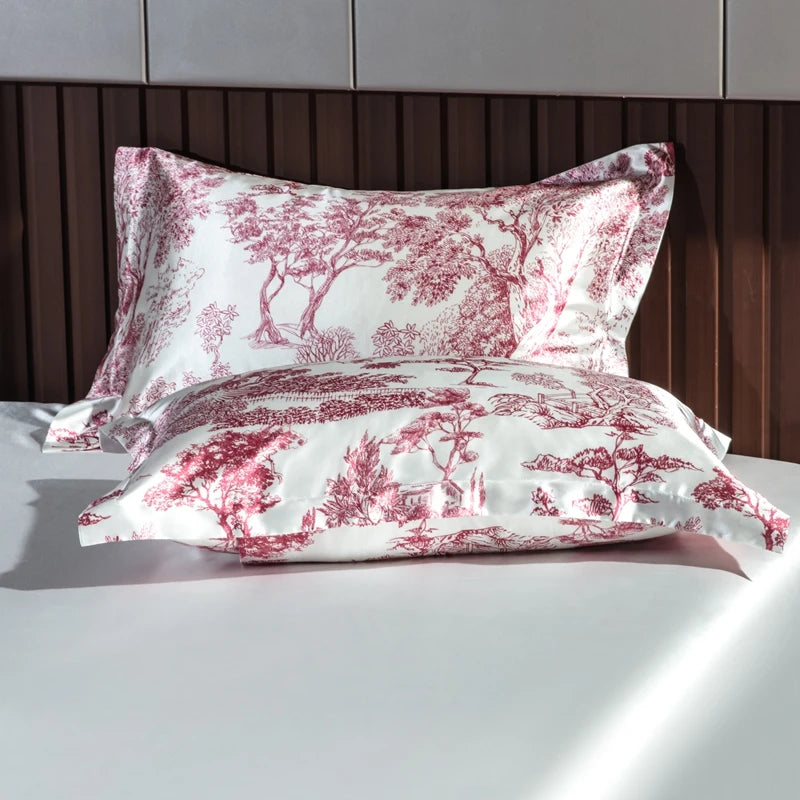 Linge de lit en soie pour sommeil profond et bien-être rouge