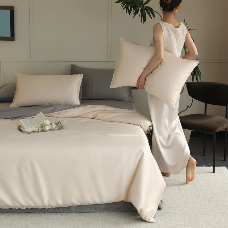 Détail du tissu en soie naturelle douce et respirante blanc